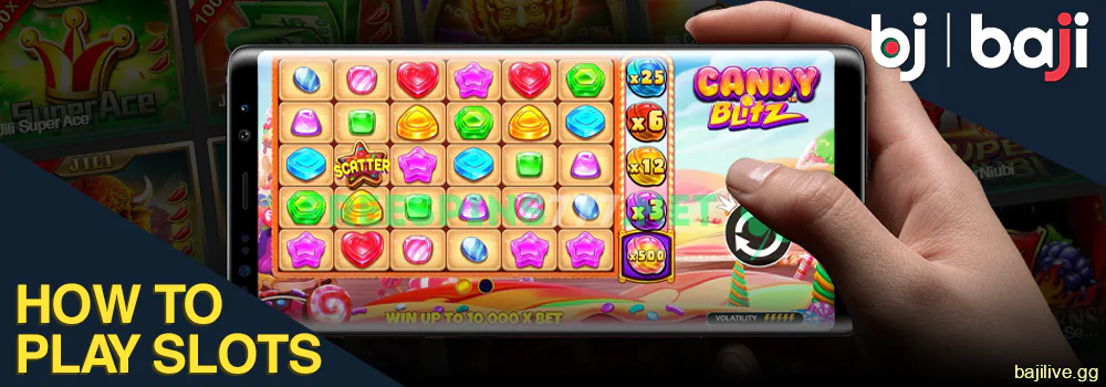 Instruction on how to start playing slots at Baji casino