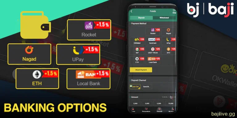 Payment options at Baji app